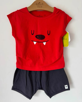 Hallmark贺曼男女宝宝男孩男婴儿纯棉家居服短袖分体套装上衣73码