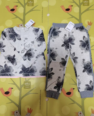 Hallmark贺曼春秋女婴儿女宝宝双层纯棉上衣+单层长裤分体套装100