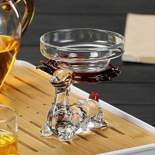 玻璃茶滤超细小鹿茶漏托架手工茶器公道杯过滤器不锈钢福禄滤网