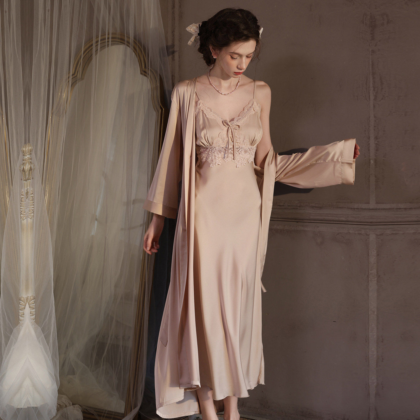 男友家吊带睡裙女夏性感纯欲高级感真丝带胸垫睡衣2026长裙家居服