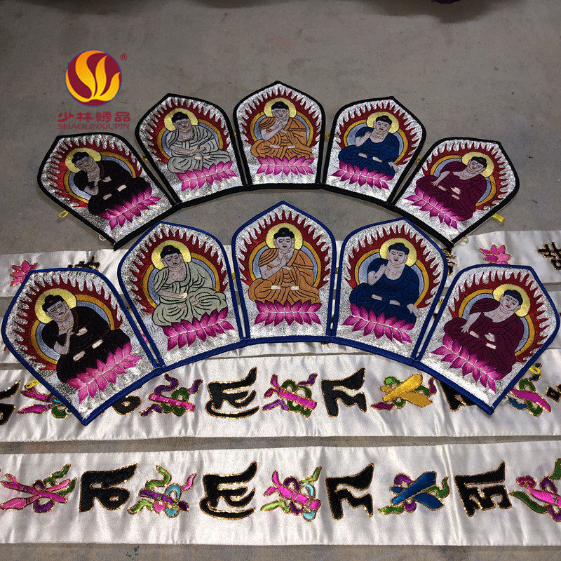 少林绣品潮绣唐僧五佛帽毗卢帽毗罗帽佛帽五佛冠僧五佛帽帽法师帽