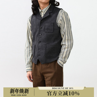 英式 羊毛厚保暖复古背心MBBCAR窄幅 LAPEL平驳头翻领绅士毛呢马甲