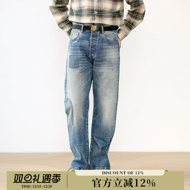 MBBCAR窄幅赤耳丹宁宽松重工水洗