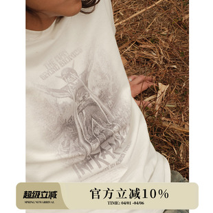 240G非食毛全棉VINTAGE铜氨丝质感奶白T恤MBBCAR窄幅 人超国中