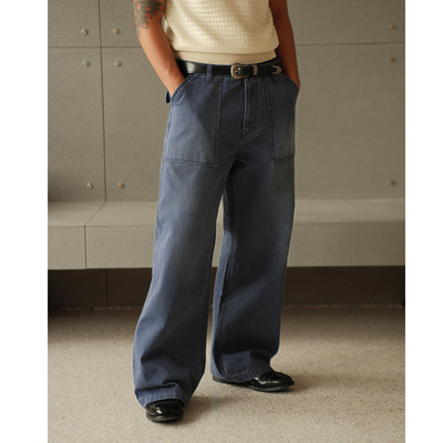 14.8OZ珠帆法工蓝染环锭纺OG107疲劳裤705高腰阔腿裤 MBBCAR窄幅