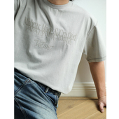 镜像复古水洗炒雪花做旧雾霾280G重磅绣花宽松短袖 T恤MBBCAR窄幅