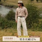 14OZ白胚棉印第安阿兹特克图腾705B双膝绣花伐木工裤 MBBCAR窄幅