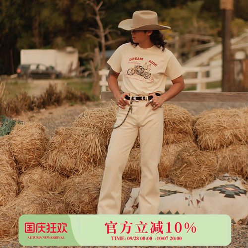 西游记系列11OZ棉籽壳白胚棉麻质感白龙马701直筒牛仔裤 MMC窄幅