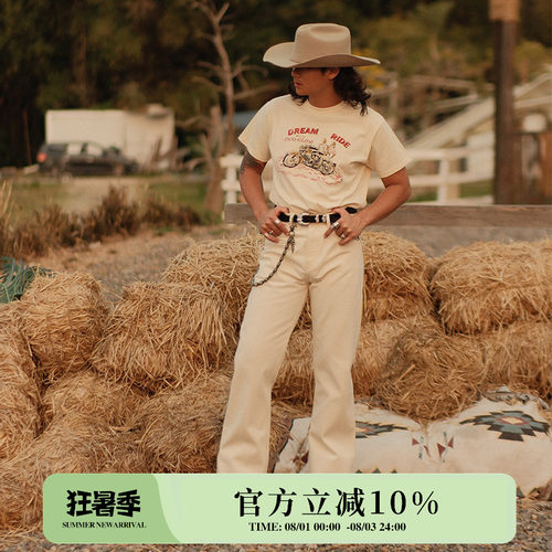 西游记系列11OZ棉籽壳白胚棉麻质感白龙马701直筒牛仔裤 MMC窄幅