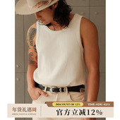 320G重磅水洗华夫格米白硬汉长纤维无袖 背心马甲 MBBCAR窄幅