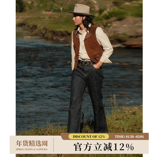 西部系列16OZ破斜Brokentwill靛蓝赤耳丹宁735微喇叭裤MBBCAR窄幅