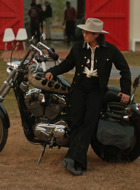 西部系列14OZ赤耳珠帆布羊毛巡洋舰皮领巡洋舰勘探夹克MBBCAR窄幅