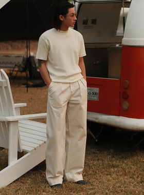 11OZ人字纹HBT白胚P49英绅士军官高腰阔腿裤 MBBCAR窄幅