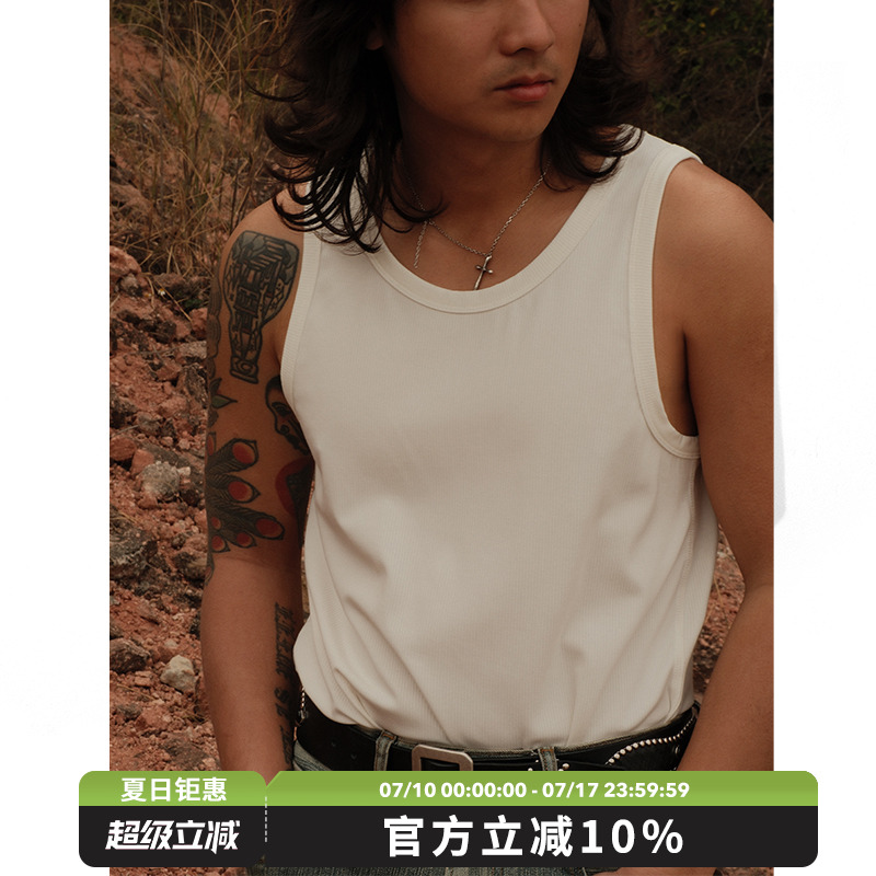 复古280G混纺双色长绒纤维冰凉坑条螺纹无袖背心马甲 MBBCAR窄幅
