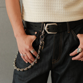 植鞣革牛皮压线磨砂五角单边针扣美式 复古手工定制皮带MBBCAR窄幅