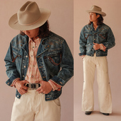 16.5OZ特深蓝绳染赤耳丹宁水洗扎染100j骑士牛仔夹克MBBCAR窄幅