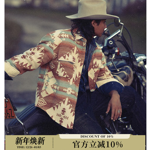 西部系列Navajo那瓦霍毛毯印第民族安色织羊毛混纺外套MBBCAR窄幅