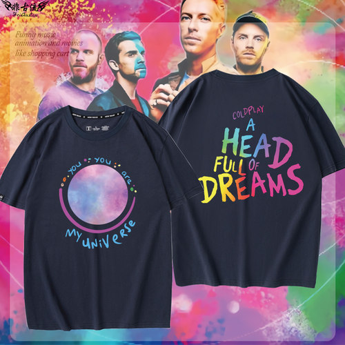 COLDPLAY酷玩乐队美式短袖T恤宽松复古Vintage男女纯棉体恤痛衣服