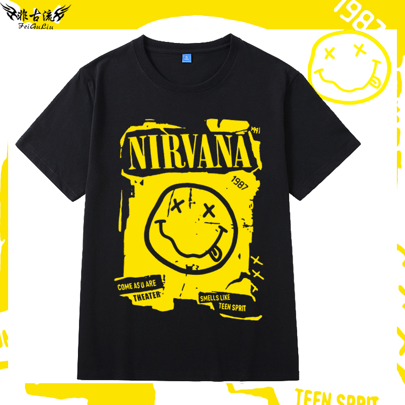 涅槃乐队短袖摇滚乐队圆领印花