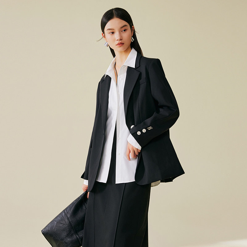 【大粒儿粉丝专享】MOFAN摩凡黑色英伦休闲西服