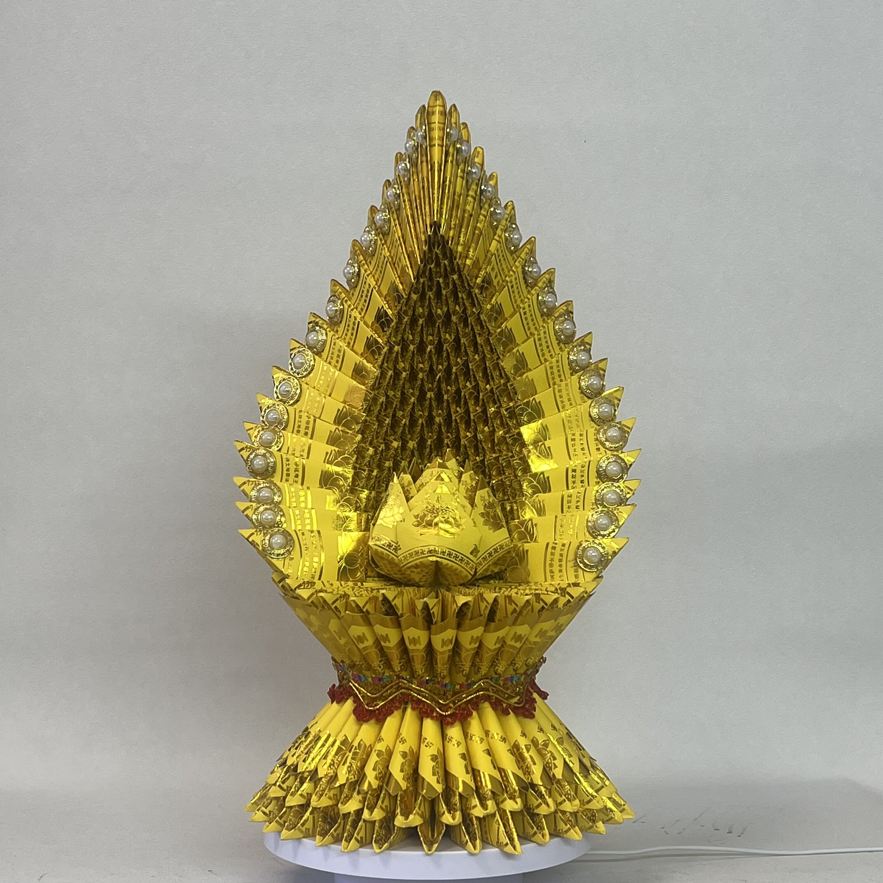 新款福禄延寿莲花折纸背靠金山礼佛祭祀通用手工折纸福品成品图片