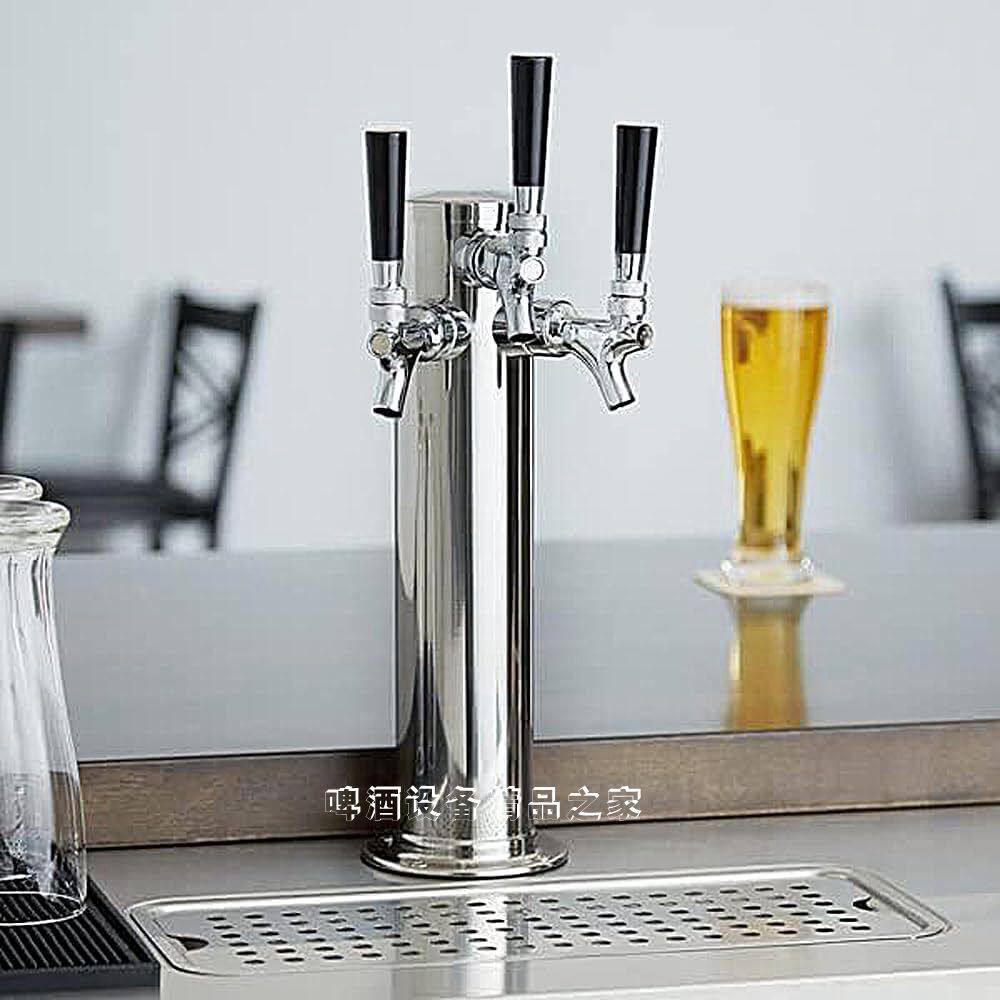 304不锈钢三头美式酒柱高档圆柱酒柱出口欧美啤酒塔beer tower