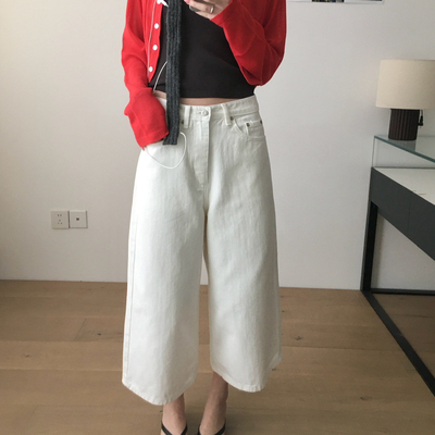 TABLE-腿白色牛仔八分裤时尚百搭春夏单品版型显瘦牛仔裤1181