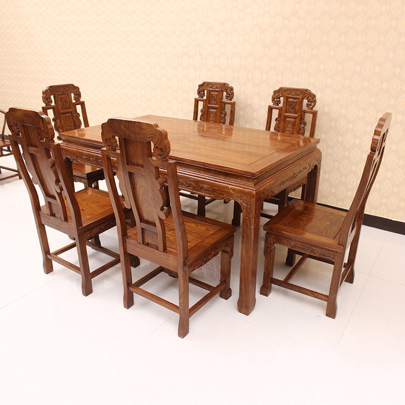 红木餐桌椅组合花梨木长方形家俱家用刺猬紫檀饭桌餐桌新中式实木,住宅家具,红木餐桌,淘宝优惠券,粉丝福利购,淘宝优惠卷
