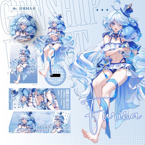 【同人原创】原神芙宁娜周边欢乐时刻原神周边立牌吧唧色纸镭射票