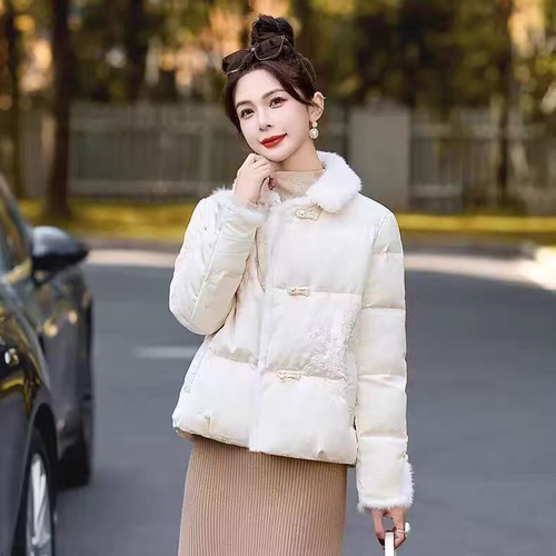 爆款国风羽绒服2025冬季短款新中式棉袄加厚外套棉服女高档羽绒服
