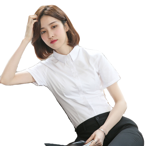优柏白色衬衫女短袖职业装新款夏季工作服修身通勤工装女士衬衣夏