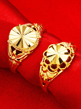 越南沙金戒指太阳花活口开口沙金指环女式花朵戒简约百搭久不掉色