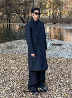 ZH25冬季New实拍美式复古休闲高级感长款呢大衣外套男加厚保暖
