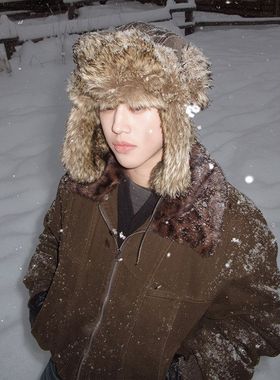 ZH冬季保暖防寒护耳雷锋帽男女同款冷帽户外防风渔夫帽毛毛帽