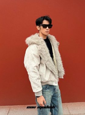 ZH25冬季N实拍美式复古座山雕棉服外套连帽拉链加厚保暖短款男女