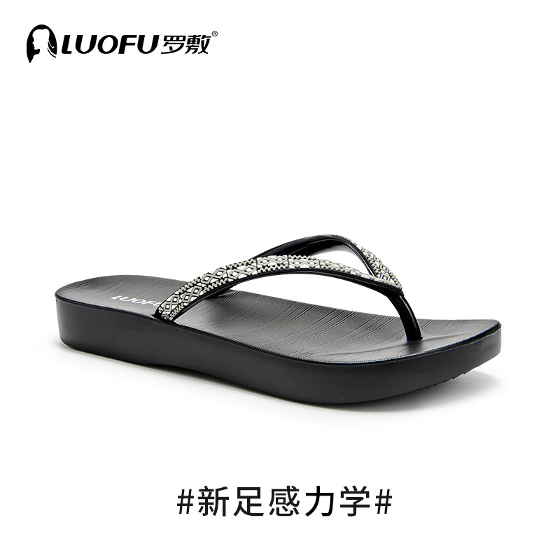 【正品】罗敷人字拖外穿海边沙滩