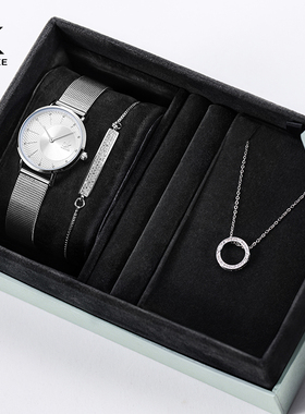 胜刻shengke套装手表时尚潮流水钻女款手表腕表礼品套装耳环项链