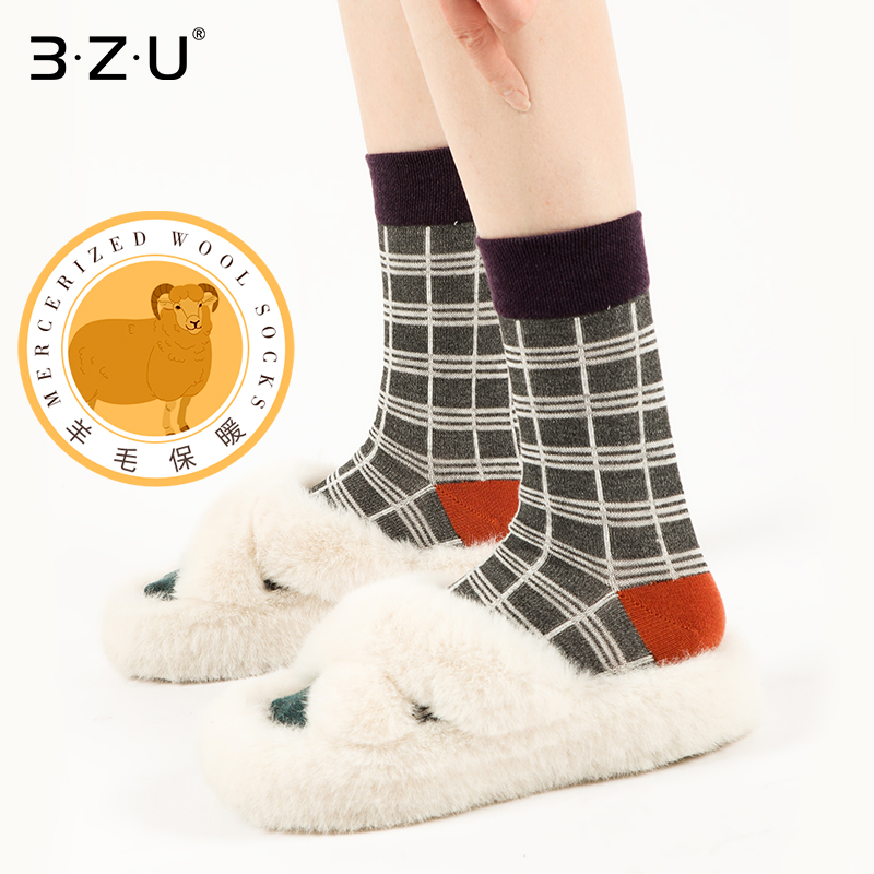3ZU足装秀保暖柔软丝光羊毛女袜