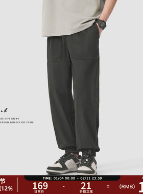 GWIT 夏季轻薄美式复古水洗做旧垂感透气束脚工装裤薄款休闲裤男