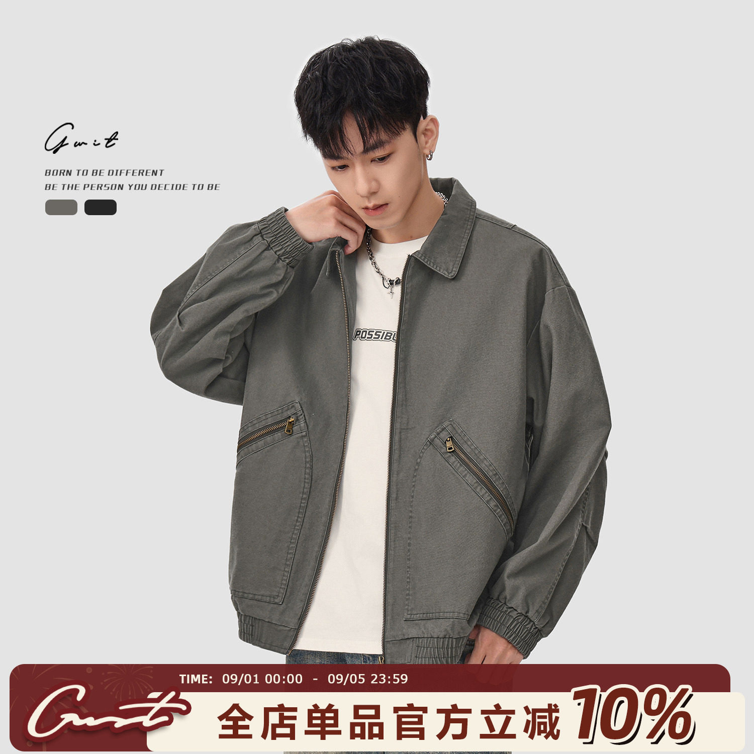 GWIT经典重工水洗做旧工装夹克图片