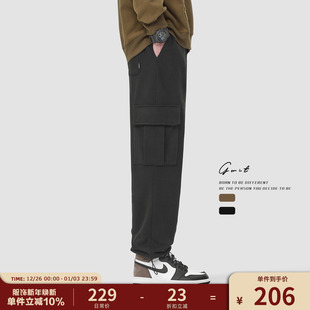 保暖加绒加厚休闲裤 GWIT 运动卫裤 重磅奥粒绒抽绳束脚工装 男 冬季