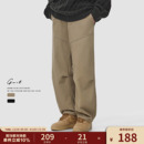 GWIT 重磅奥粒绒美式潮牌休闲裤冬季保暖卡其色加绒加厚工装裤男
