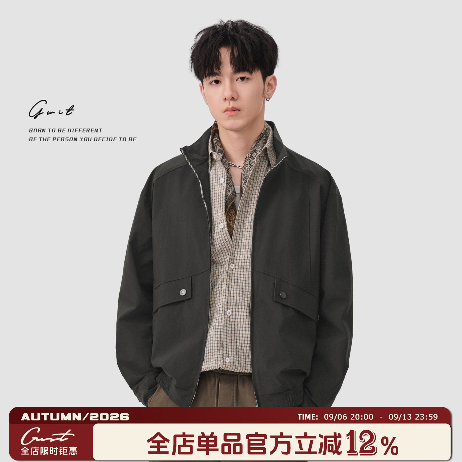 GWIT短款休闲夹克男款上衣外套图片