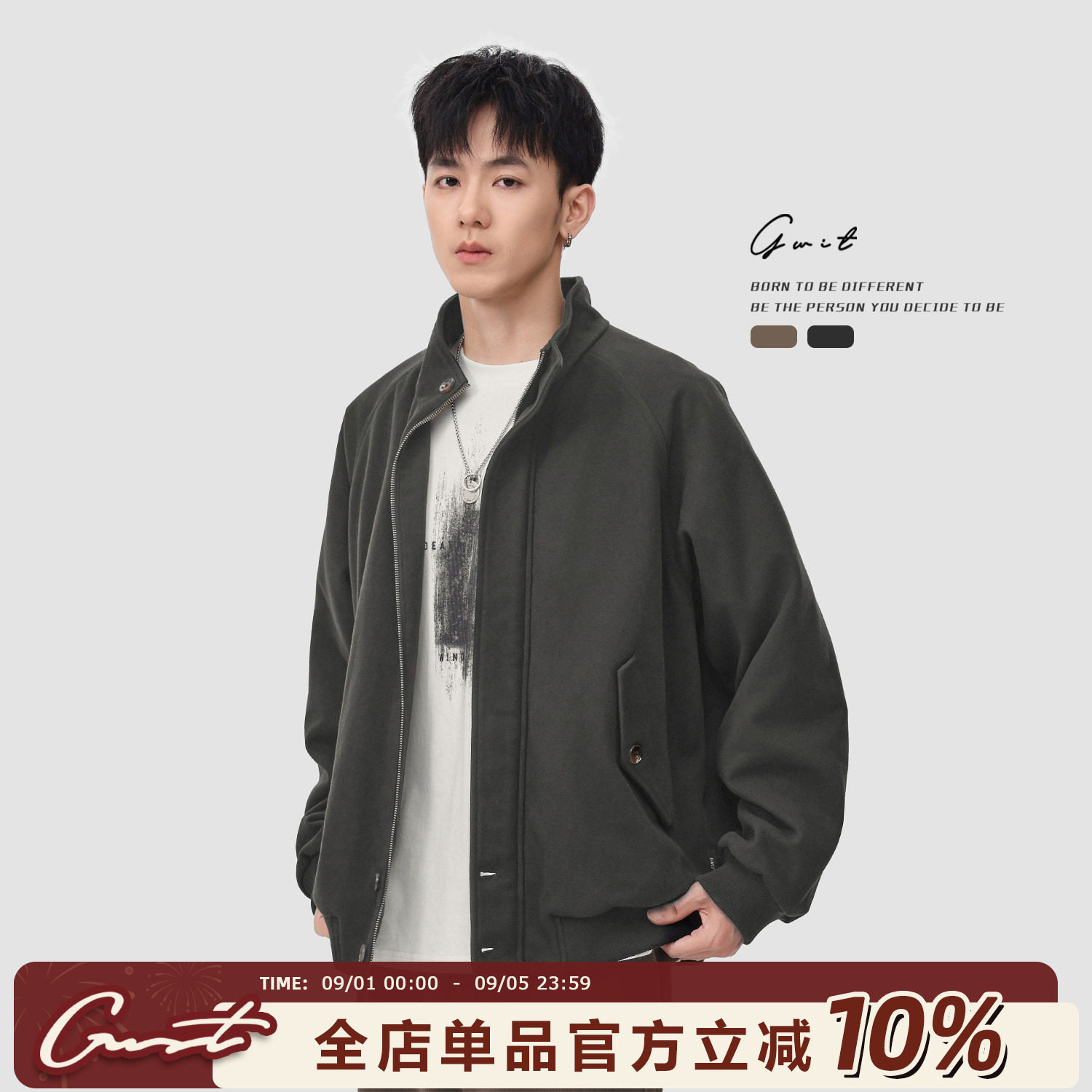 复古廓形重磅加厚夹棉呢子夹克图片