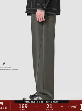 GWIT 春秋垂感潮流cleanfit卫裤潮牌高街工装阔腿裤运动休闲裤男