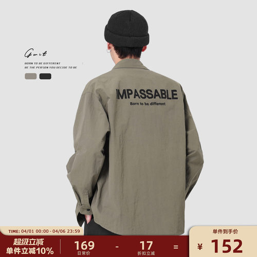 GWIT春秋长袖美式复古工装衬衫男