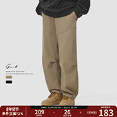 裤 GWIT 男 冬季 保暖卡其色加绒加厚工装 重磅奥粒绒美式 潮牌休闲裤