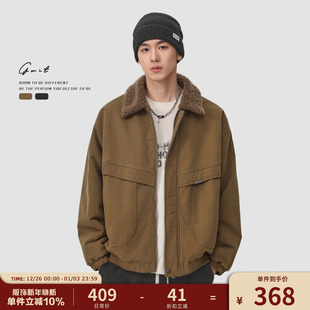 外套男 保暖棉服加厚羊羔毛工装 GWIT 美拉德复古Vintage夹克冬季