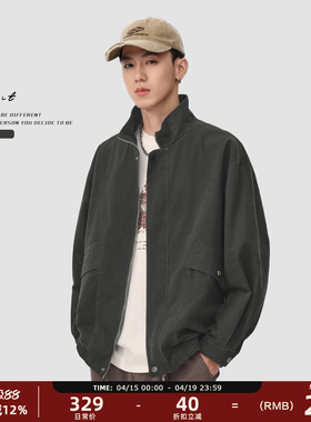 GWIT 美版Vintage经典款翻领夹克男工装外套短款廓形上衣重工水洗