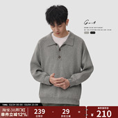 秋冬松弛感上衣针织衫 复古慵懒风线衣打底衫 翻领毛衣男 美式 GWIT